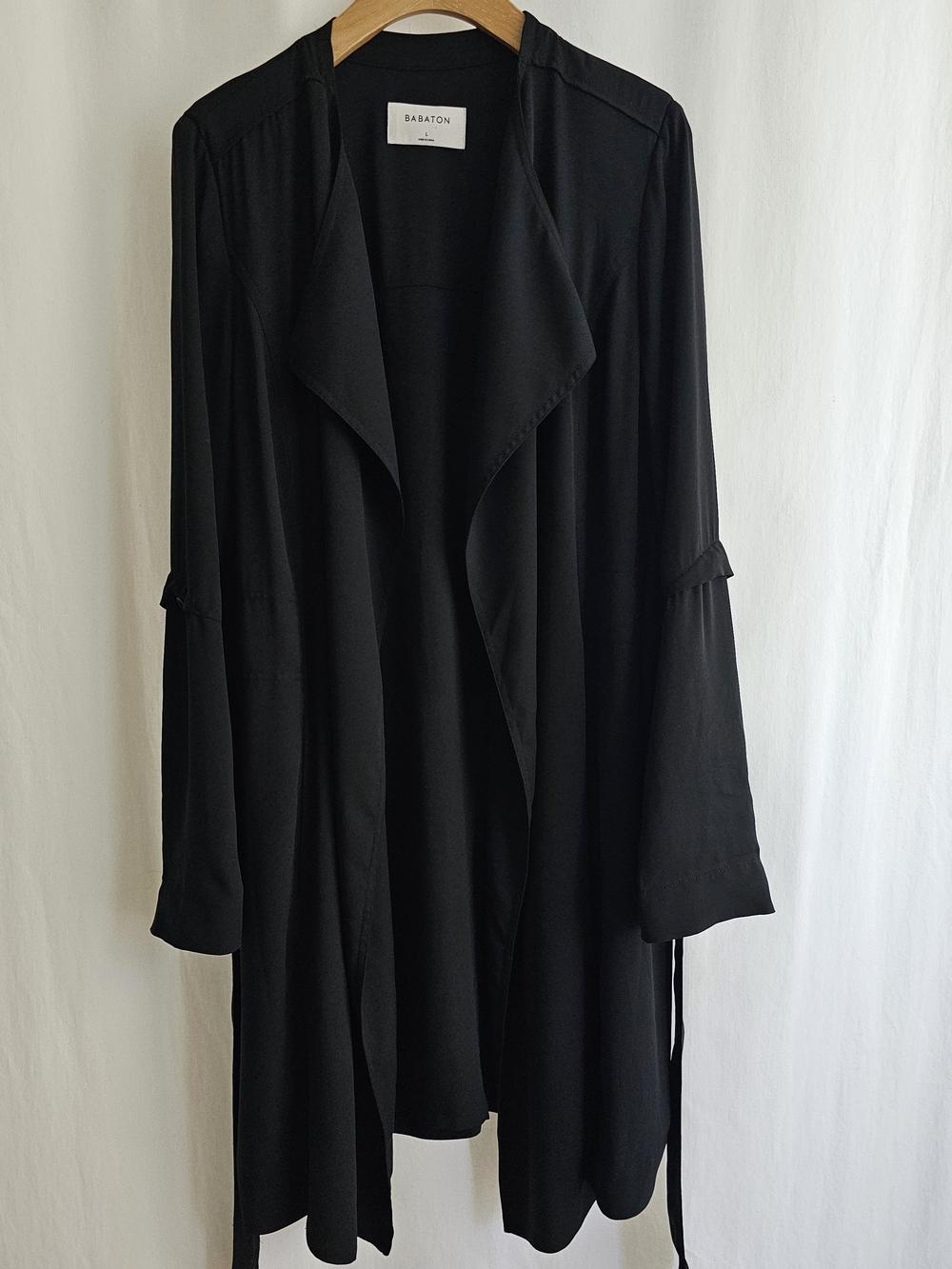 Aritzia Babaton Black Flowy Trench Coat with Belt - Picture 4 of 16